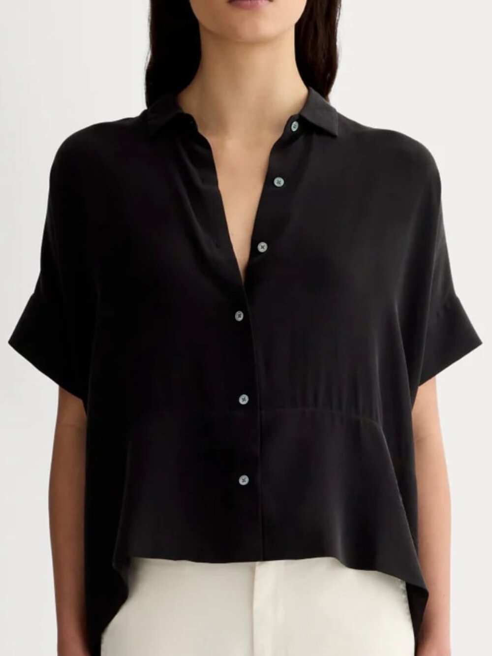 Everlane Boxy Washable Silk Button Down Shirt